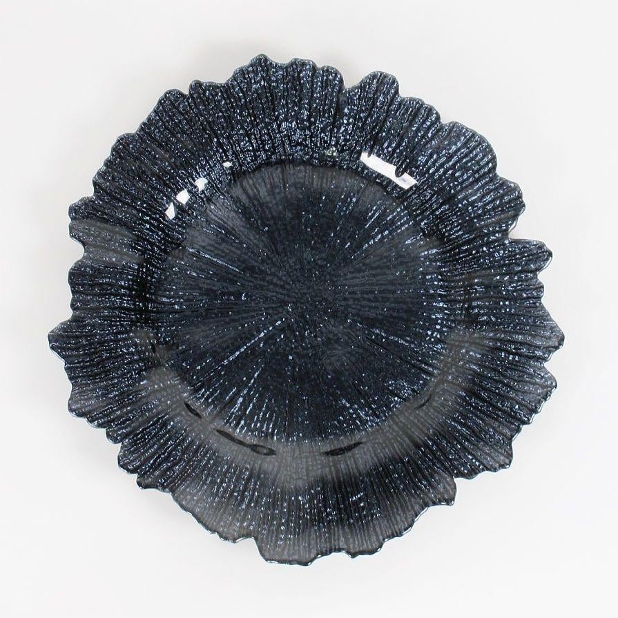 Тарелка подставная стеклянная REMY-DECOR Коралл Ø 33 см с рваными краями Черный