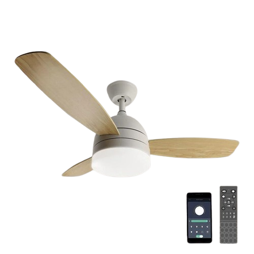 Светильник светодиодный с вентилятором LM FAN Wood 48W/18W R APP 1060x390 мм 220V IP20 White/Wood