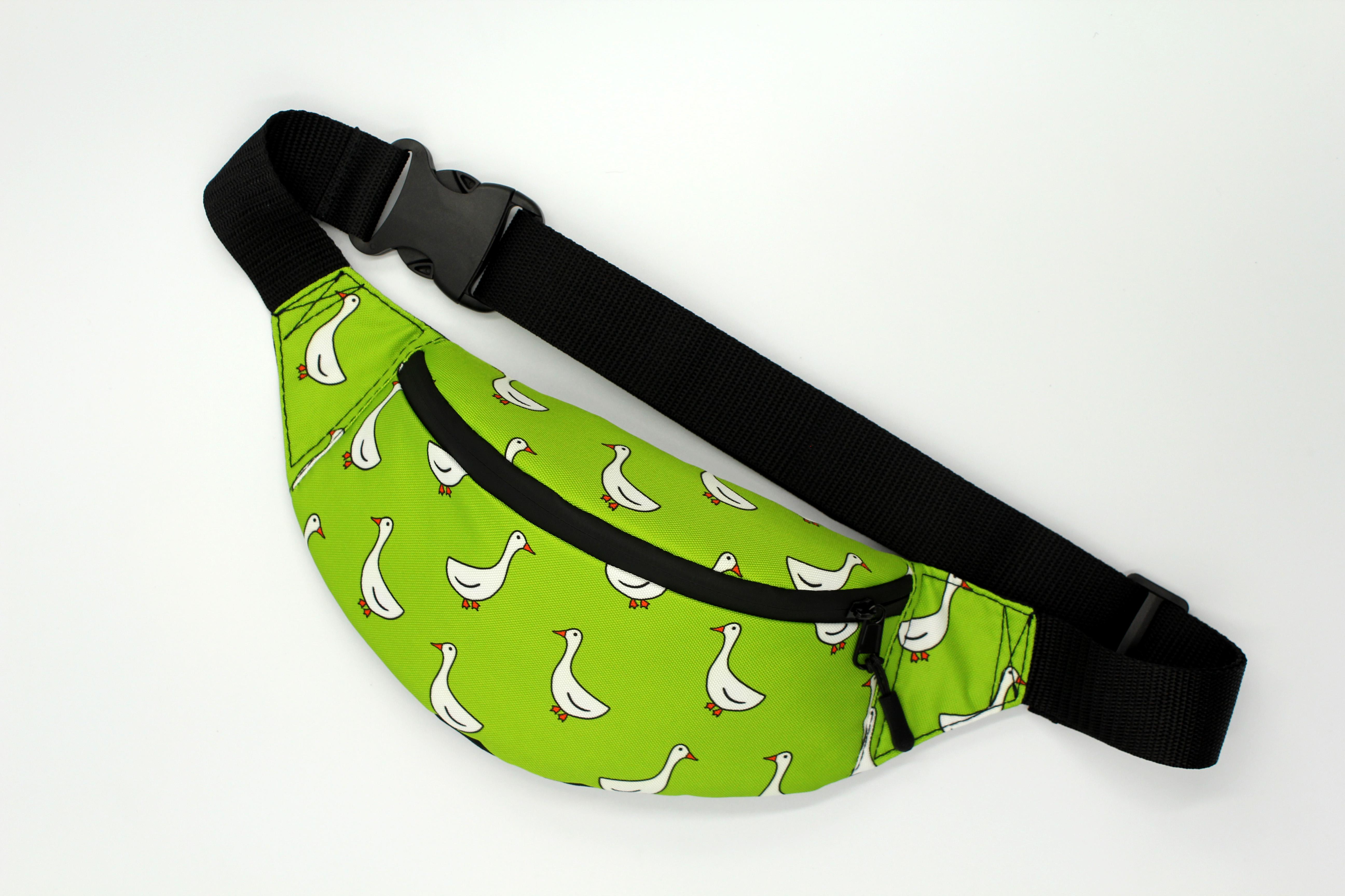 Сумка бананка Гуси Зеленый (BT-035) - фото 1 Сумка бананка Гуси Зеленый (BT-035) - фото 1