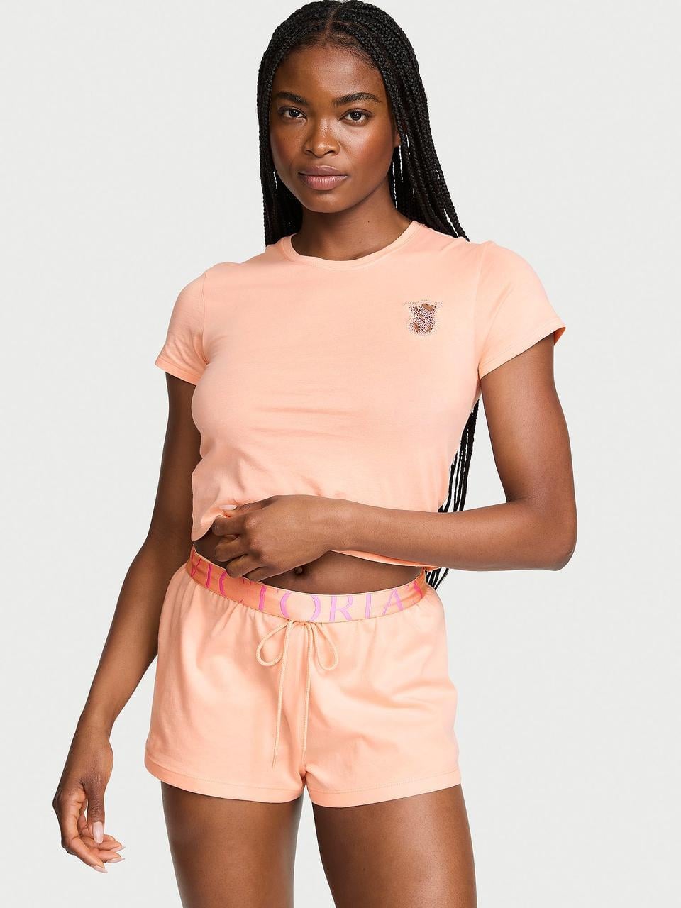 Піжама Victoria's Secret Lace Patch Short Pajama Set XS Персиковий (21855967851)