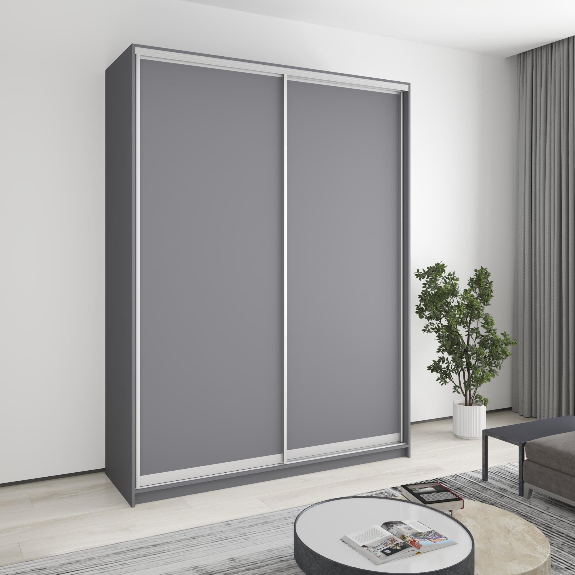 Шкаф-купе двухдверный MebelStar Уни AL 2 ДСП 180x60x240 см Антрацит (MBS-3925)