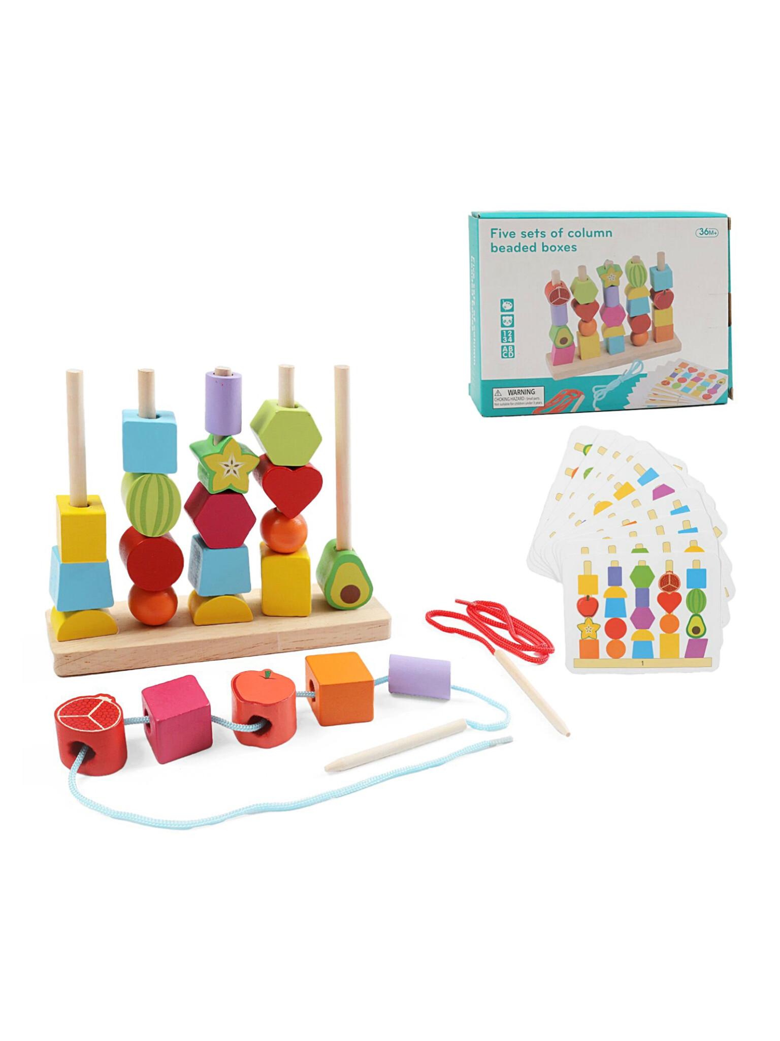 Дерев'яний геосортер С 74317 2в1 шнурівка 10 шт. (21397)