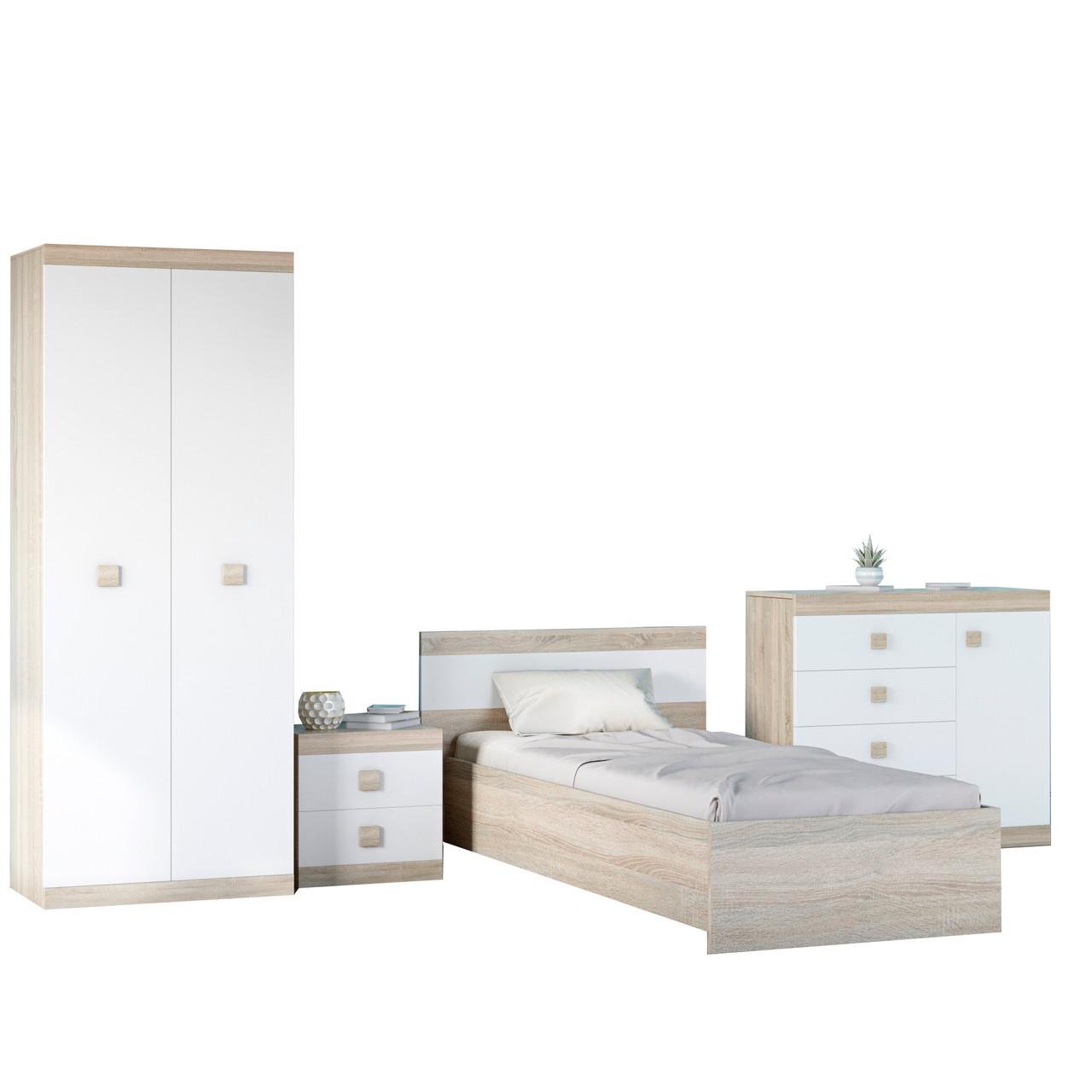 Спальня дитяча Еверест Соната Комплект 7 модульна 4 елементи Дуб сонома/Білий (DTM-2591)