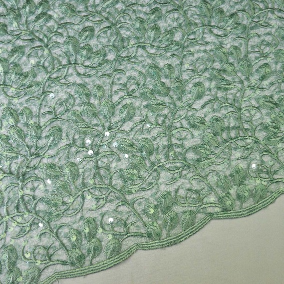 Ткань гипюр-пайетка IDEIA Микаэлла 1,3 м Полынь (2200004180076)