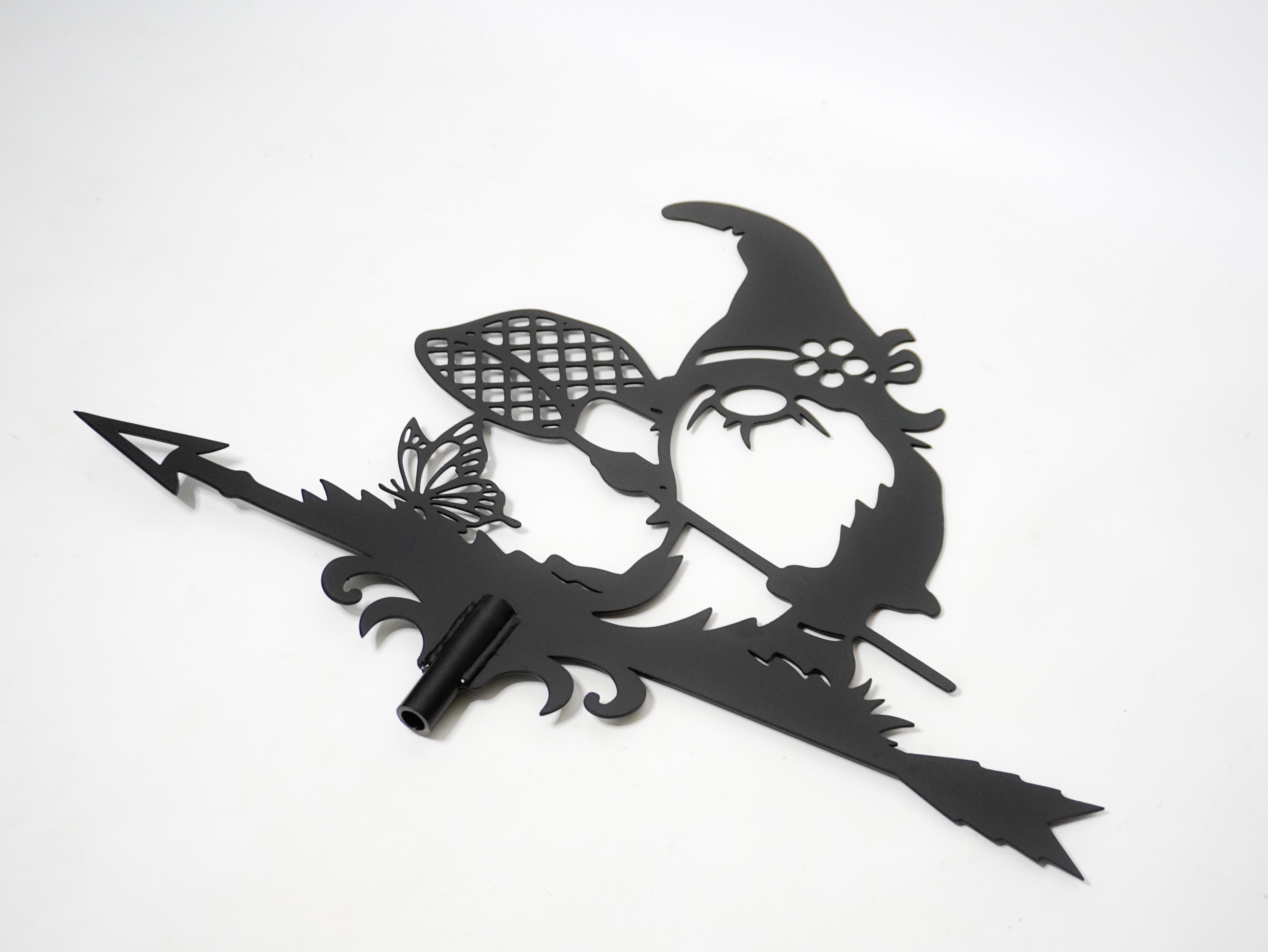 Флюгер на крышу металлический Гном с сачком Черный Флюгер на крышу металлический Гном с сачком Черный