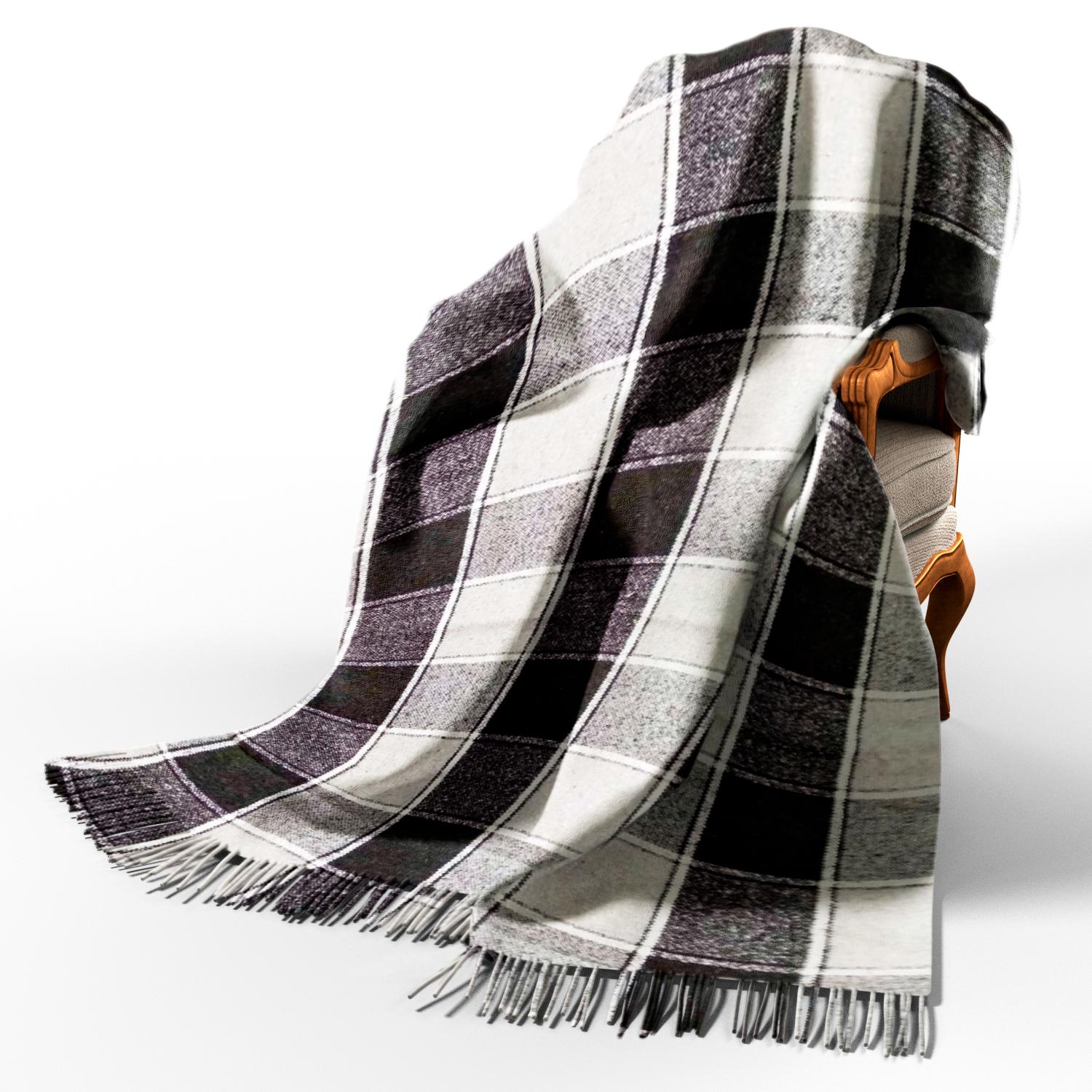 Плед вовняний Vladi Палермо 140х200 см П7 Білий/Димчастий/Темно-сірий (4123)