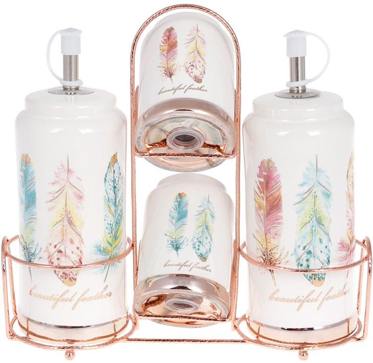 Набір для спецій Плюмаж Перо жар-птиці 4 пр. на підставці (BD-935-124)