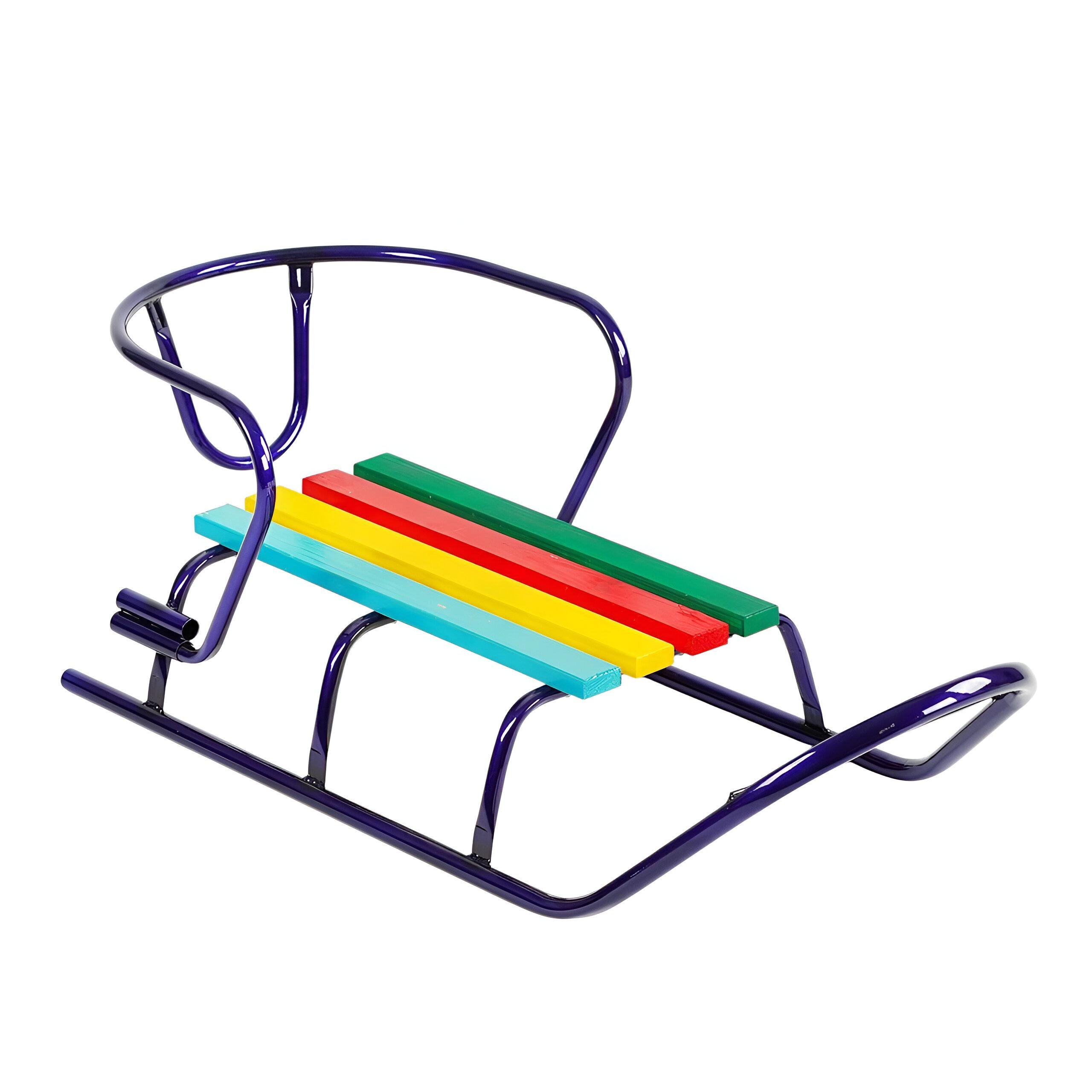 Санки дитячі Люкс Класік без ручки з круглими полозами металева рама Синій (30241292)