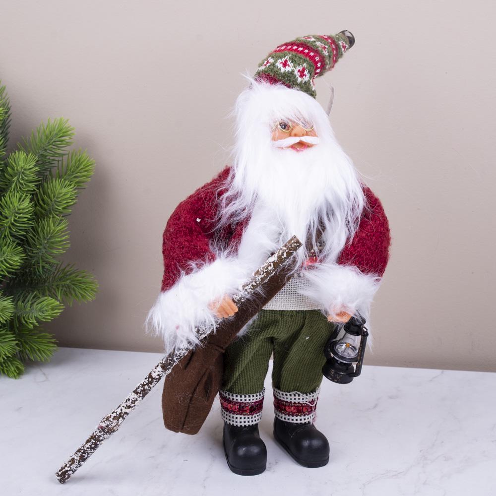 Статуетка Санта з сумкою і ліхтарем 33 см (8254-2)