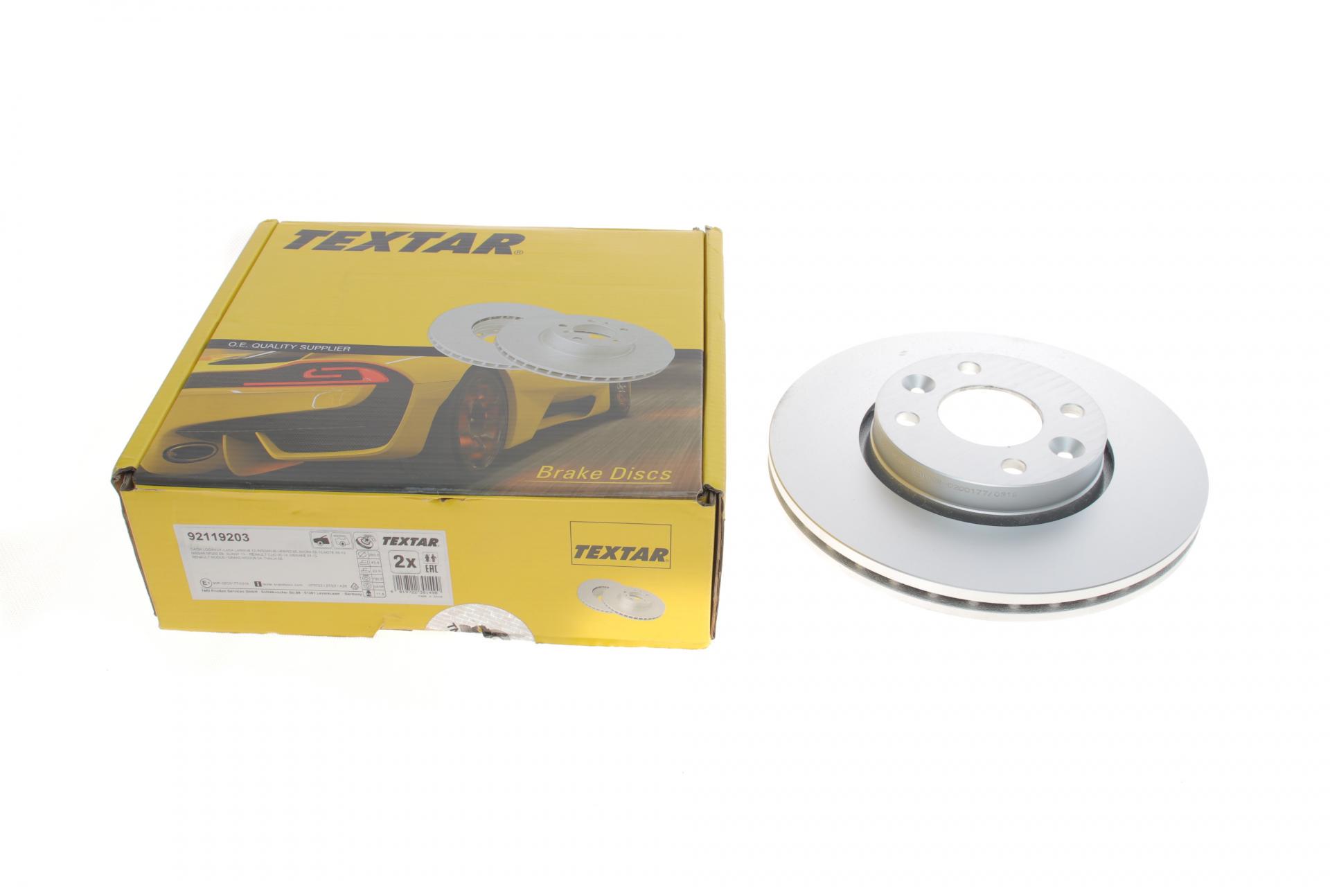 Диск тормозной передний TEXTAR PRO для Renault Megane II/Clio II/III 1.2-1,5 dCI 02-260x22 мм (92119203)