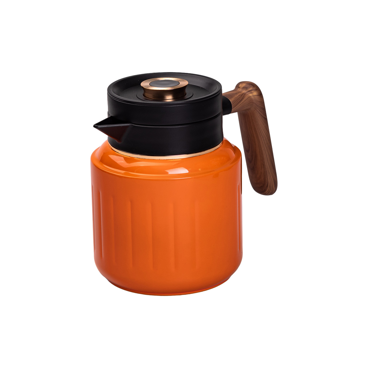 Чайник термос с заварником ручкой и датчиком температуры из нержавеющей стали вакуумный 1 л Оранжевый (HP-14-51O)