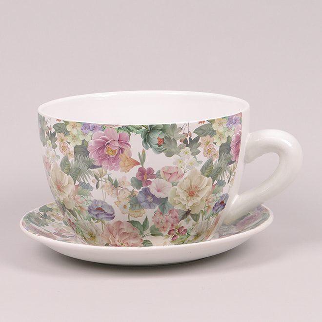 Горшок керамический Flora Чашка с подставкой (39345)