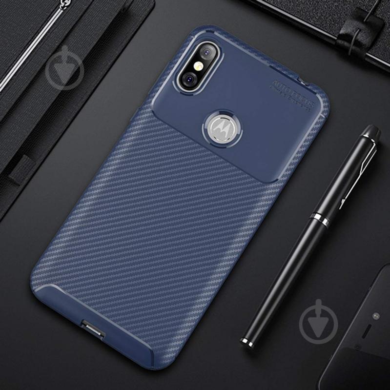 Чохол Carbon Case Motorola P30 Note Синій (hub_xhSr58171) - фото 3