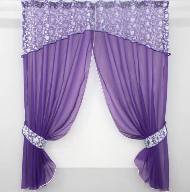 Комплект шторки/ламбрекен 260х170 см Фиолетовый/Белый (084к)
