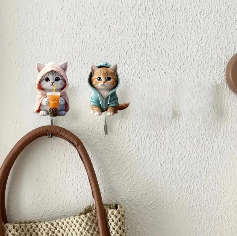 Самоклеючий настінний гачок-вішалка Кіт 2D 1 шт. Сріблястий з рожевим (2743174669) - фото 7 Самоклеючий настінний гачок-вішалка Кіт 2D 1 шт. Сріблястий з рожевим (2743174669) - фото 7