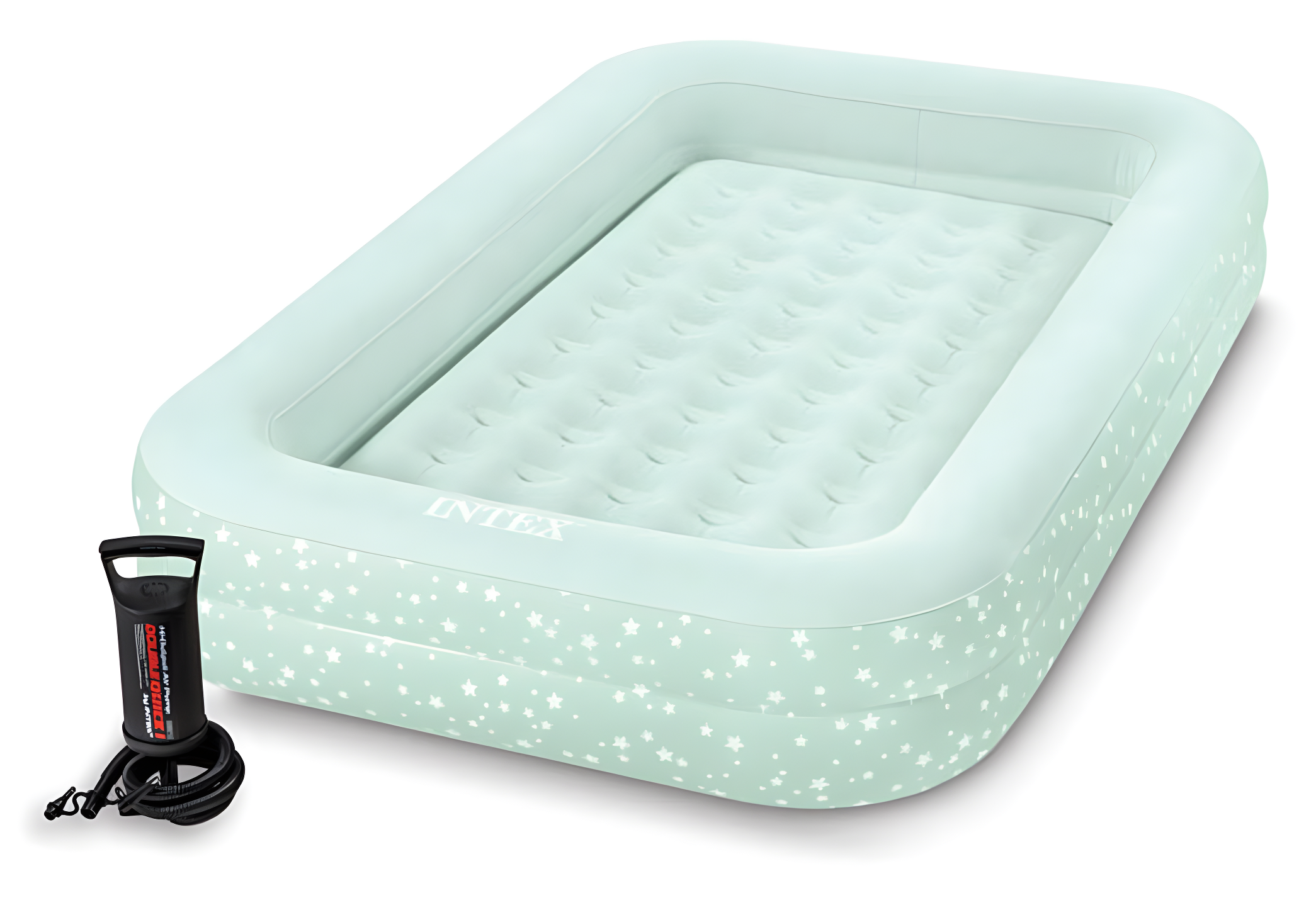 Надувне ліжко дитяче Intex 66810 з технологією Fiber-Tech велюрове з ручним насосом 107х168х25 см (34-9-66810)