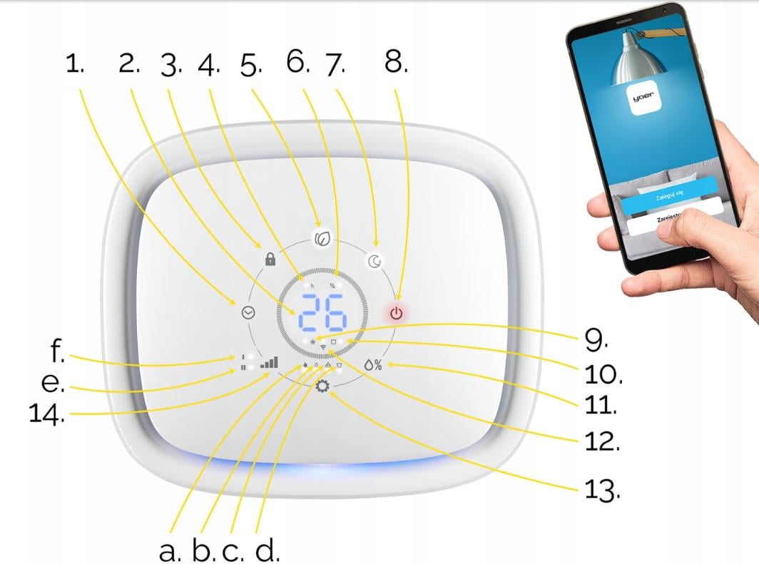 Осушитель воздуха 3в1 Yoer 12 л/24 ч с таймером/гигростатом и WiFi - фото 9