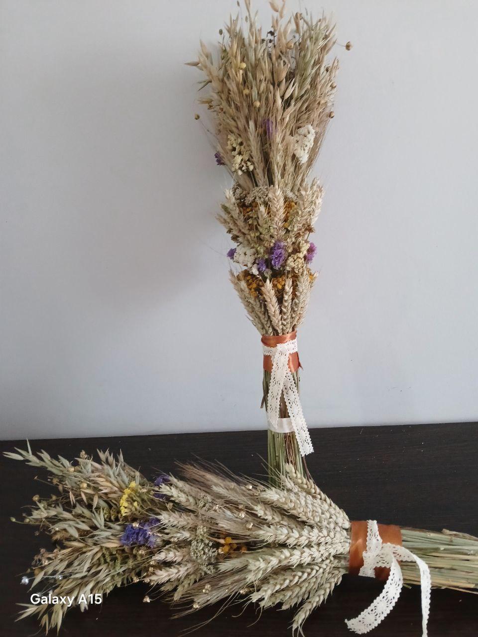 Дидух рождественский из колосья пшеницы/льна и овса 50-55 см с белой лентой (2822719487) - фото 5 Дидух рождественский из колосья пшеницы/льна и овса 50-55 см с белой лентой (2822719487) - фото 5