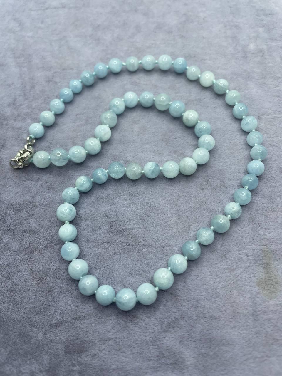 Бусы аквамарин 7 мм 45 см Голубой (288)