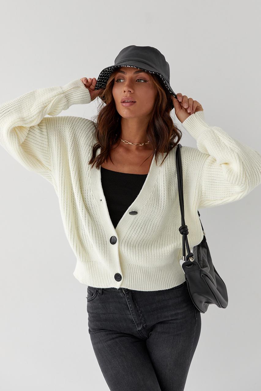 Кардиган укороченный L Молочный (9528486) - фото 5 Кардиган укороченный L Молочный (9528486) - фото 5