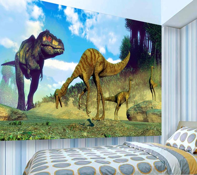 Фотообои 3D для детской комнаты Динозавры на прогулке