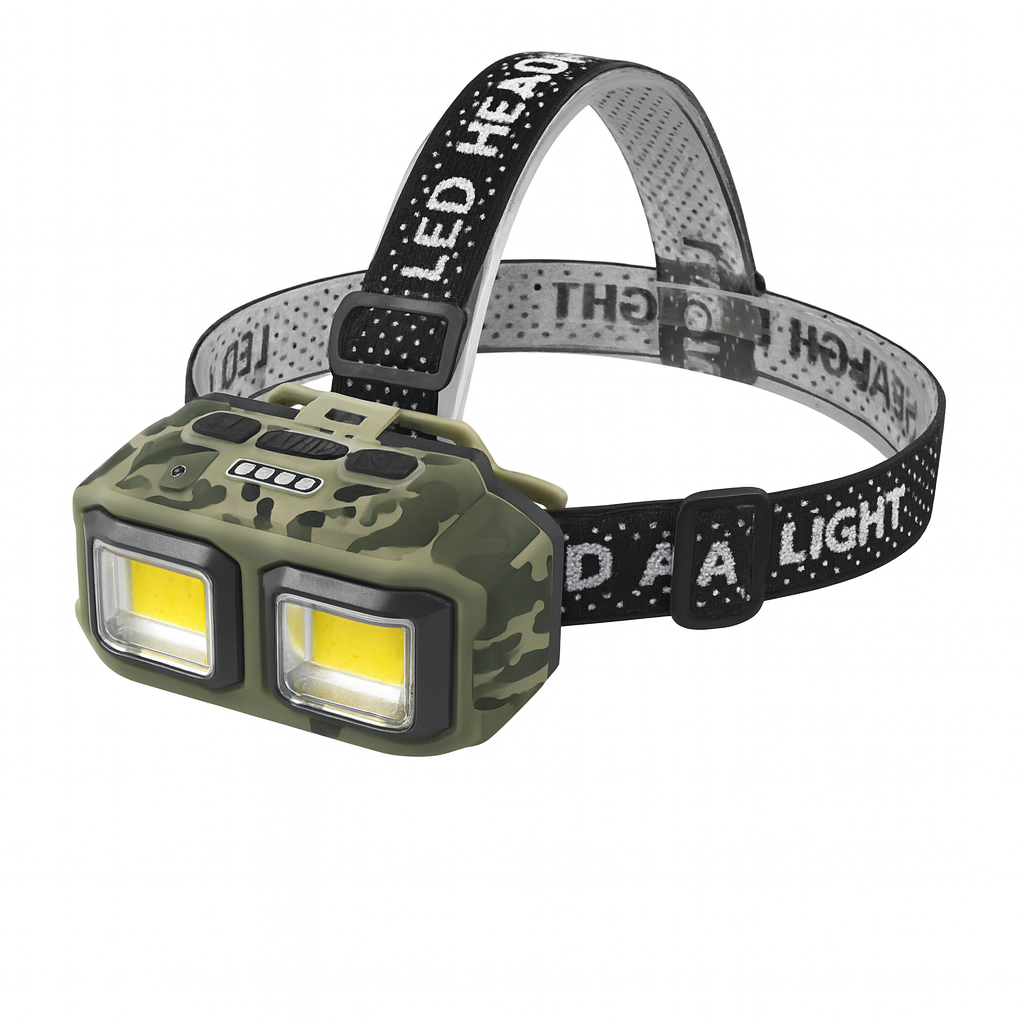 Фонарь налобный HX-M816S-2COB с датчиком движения водозащищенный USB Type-C Камуфляжный (29704325)