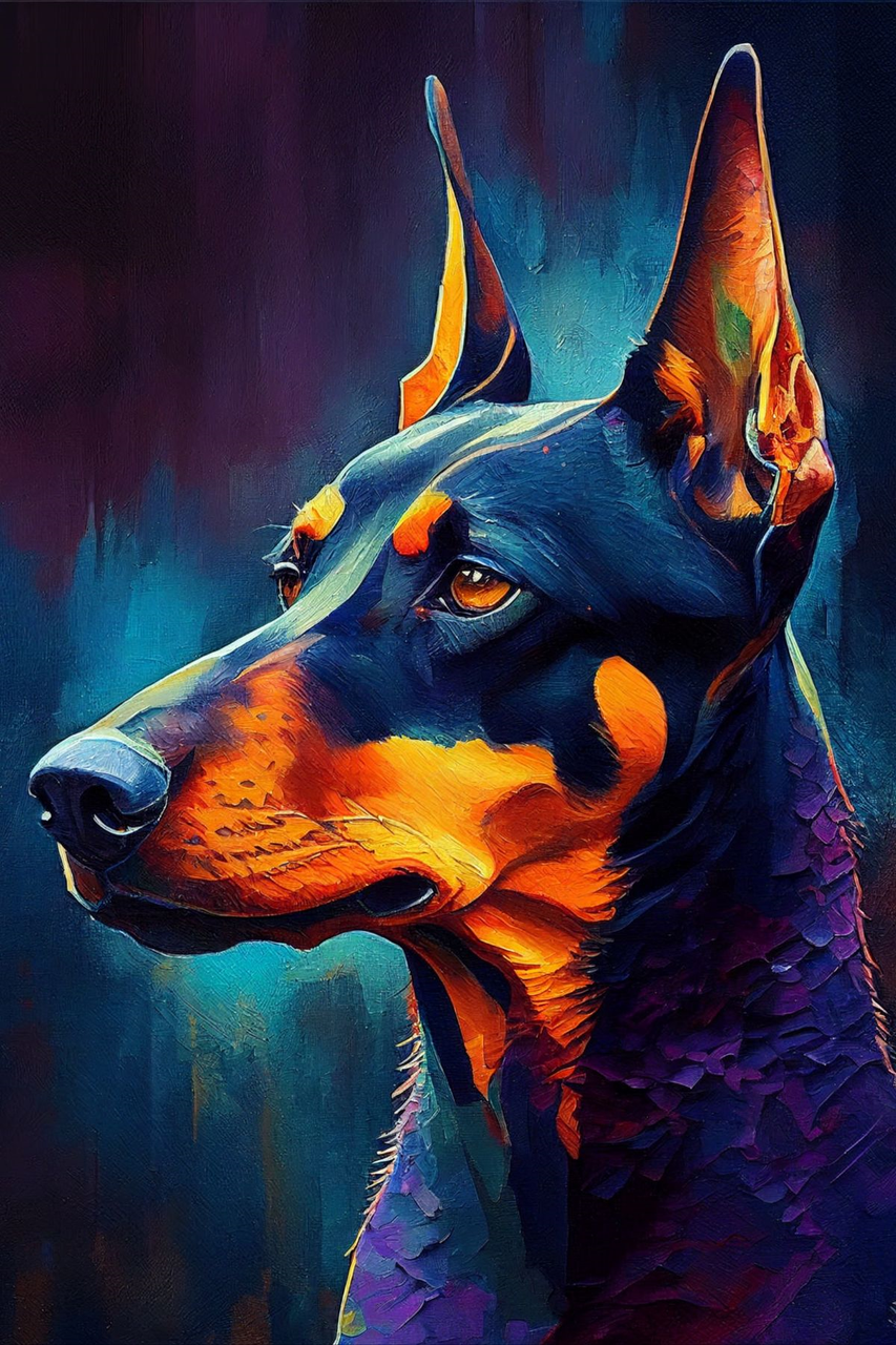 Алмазна мозаїка Доберман повна викладка квадратні камені на підрамнику 20х30 см