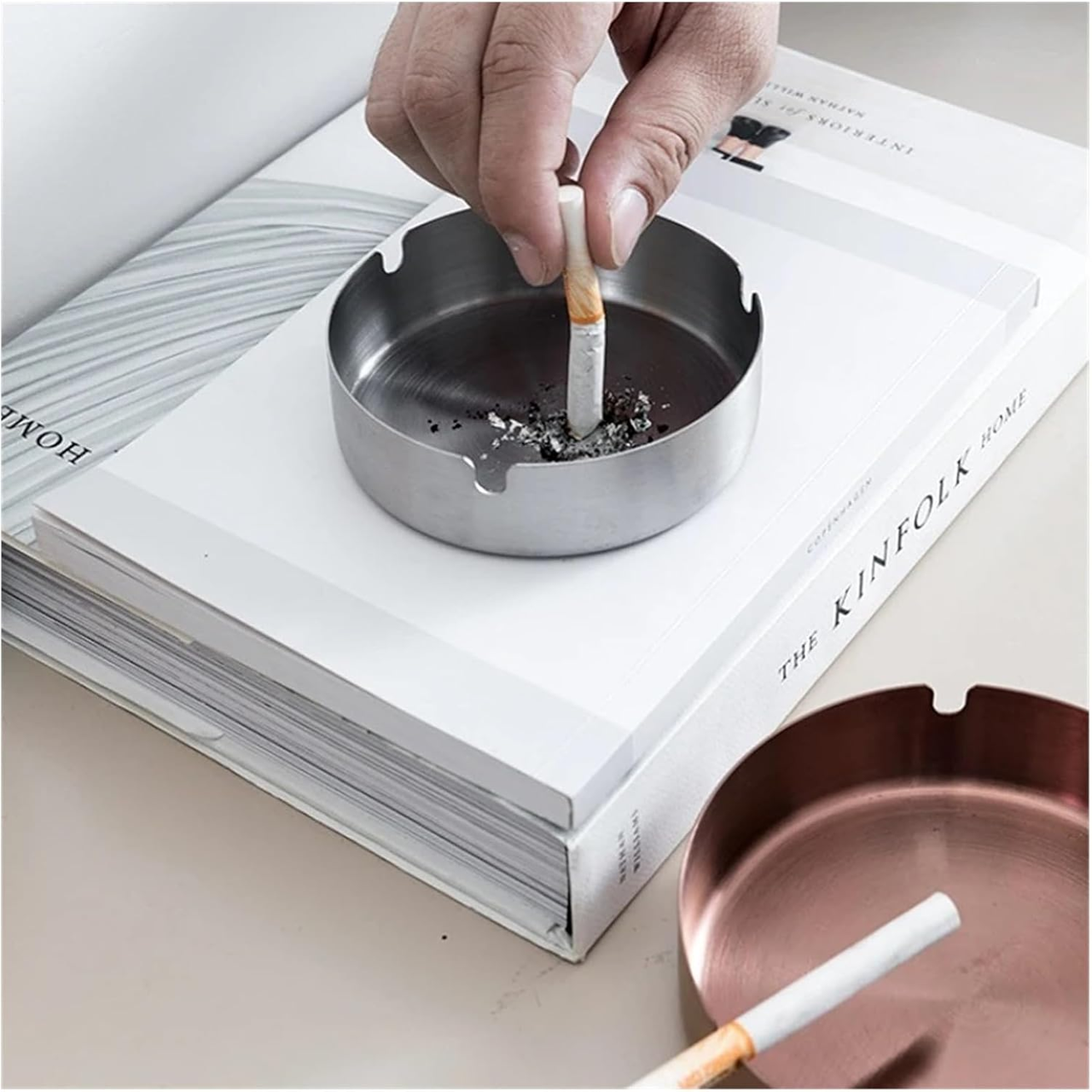 Попільниця настільна з нержавіючої сталі 8х3 см Сріблястий (27086322) - фото 5