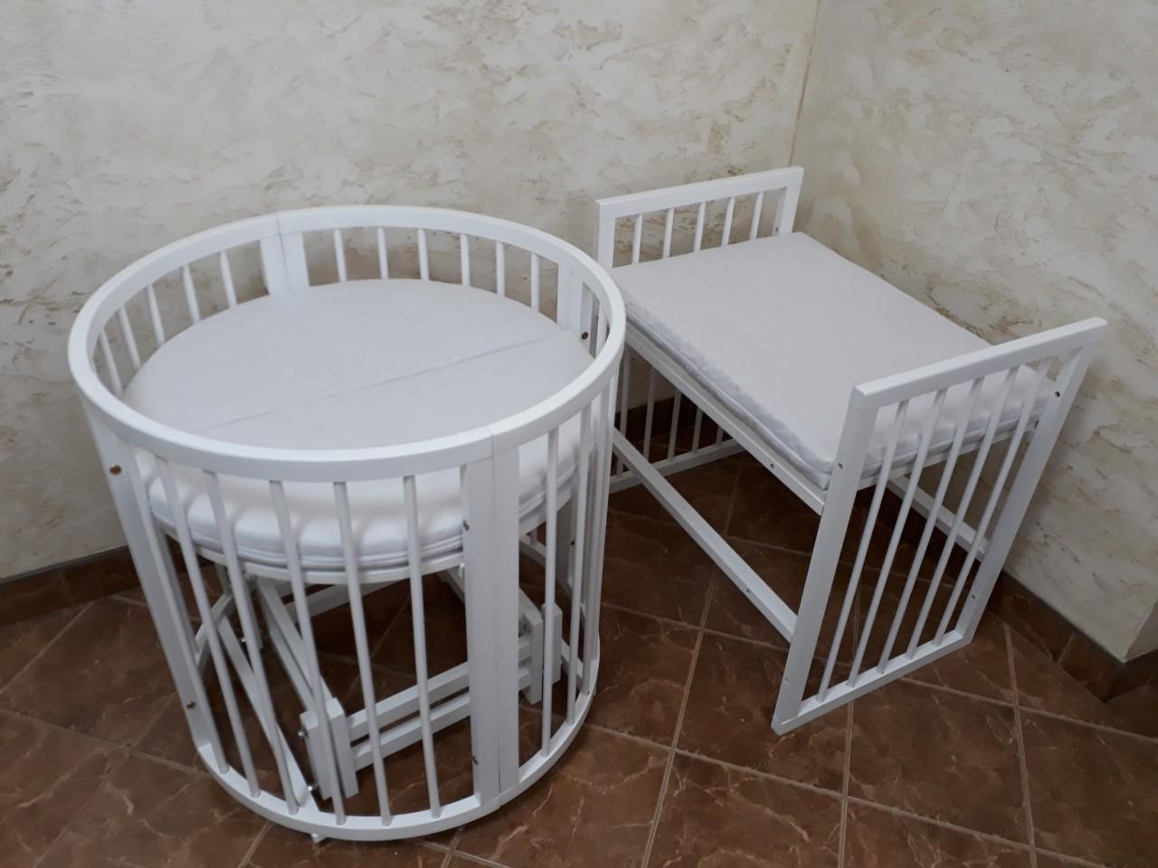 Кроватка-трансформер Каприз маятниковый механизм/матрас звездочки Белый - фото 2