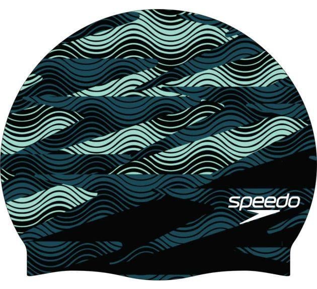 Шапка для плавания Speedo SLOGAN PRT CAP AU/AF/AM One Size Черный/Зеленый (8-0838516009)