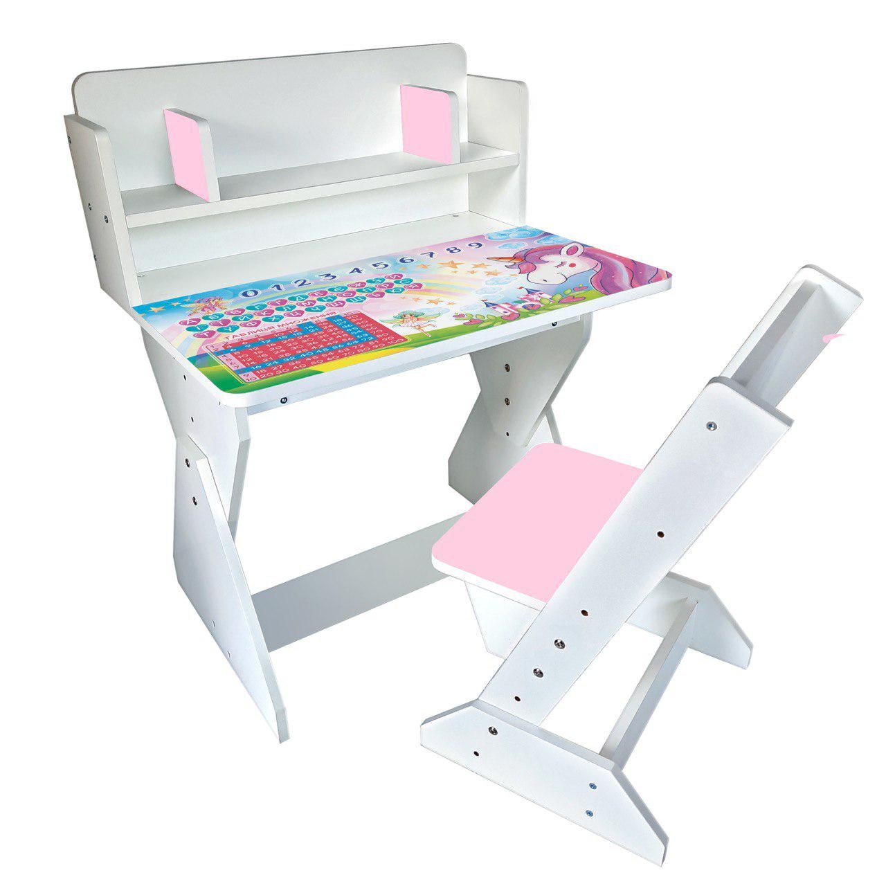 Парта со стульчиком Holy Wood П01 регулируемая с рисунком Единорог (18137611)