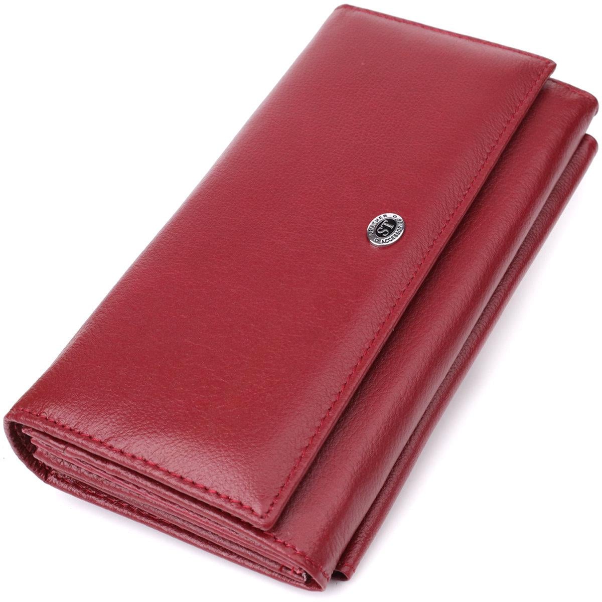 Кошелек женский ST Leather 23069 с карманом для телефона двусложный из натуральной кожи Бордовый (168-136-23069)