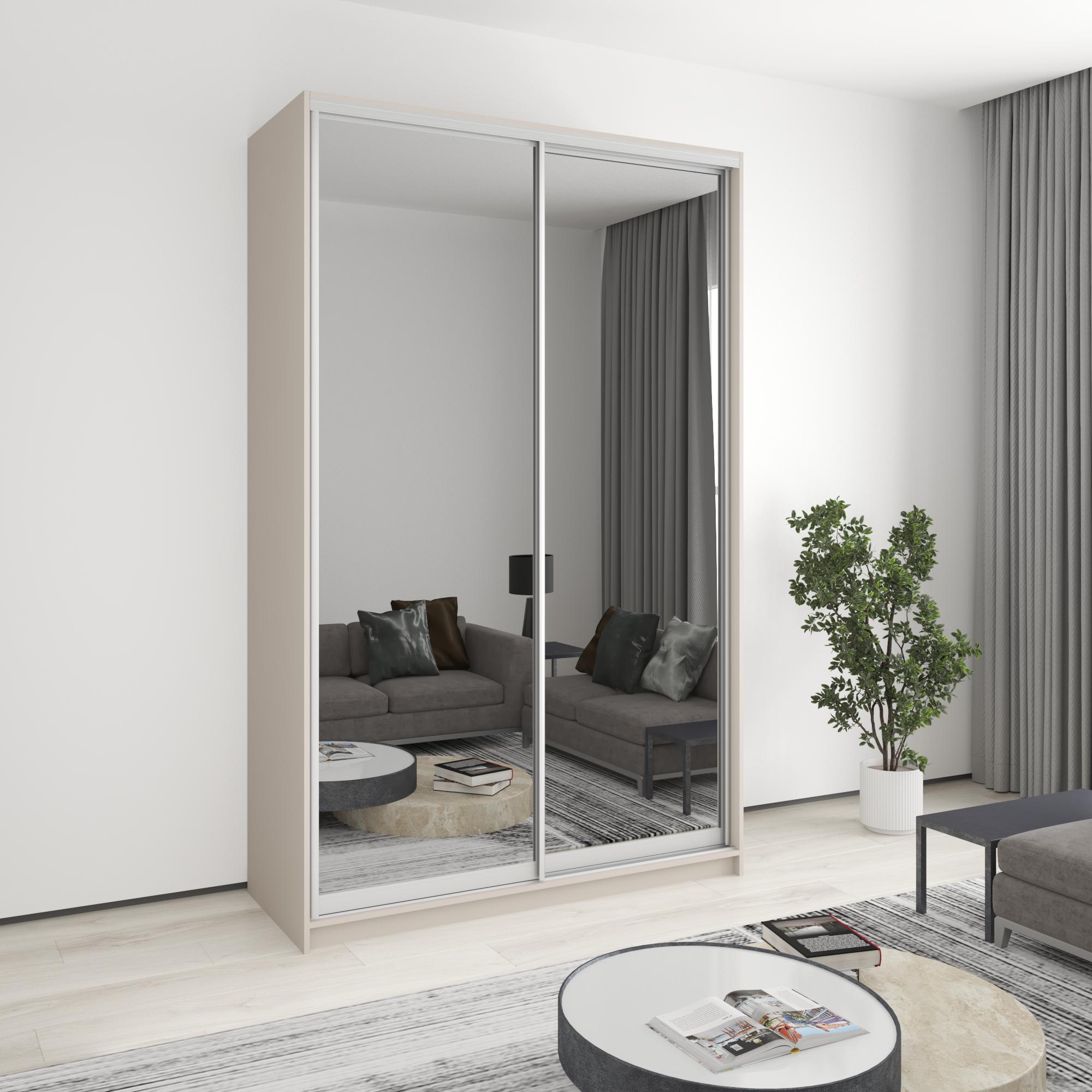 Шкаф-купе двухдверный MebelStar Комбо AL 2 зеркала 150x60x240 см Кашемир (MBS-4192)