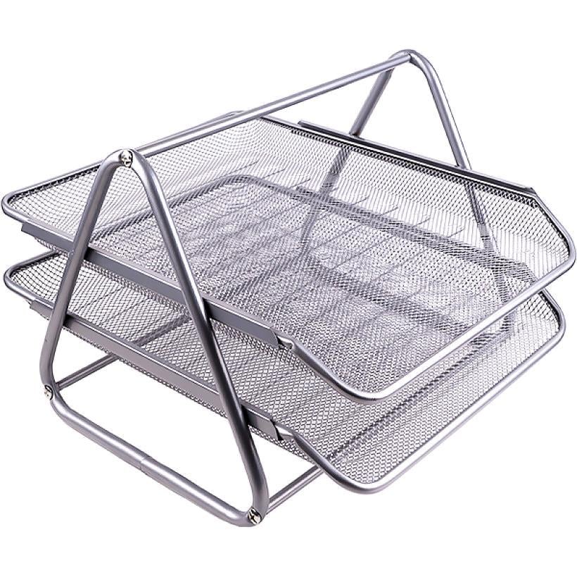 Лоток для паперу 2 відділення метал горизонтальний Сріблястий (1086-S) Лоток для паперу 2 відділення метал горизонтальний Сріблястий (1086-S)