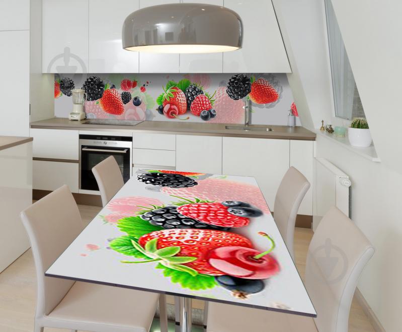 Наклейка 3Д виниловая на стол Zatarga «Ягодная смесь» 600х1200 мм для домов, квартир, столов, кофейн, кафе