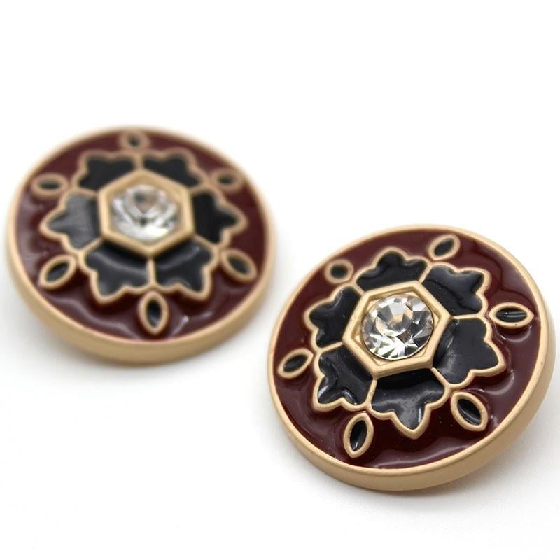 Пуговица Vintage flower LuxFabric на ножке металл/эмаль 18 мм 1 шт. Бордовый (ПВ1018в27)