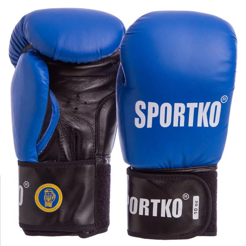 Боксерские перчатки SPORTKO ПК1 UR кожаные 12 oz Синий (SP-4705)