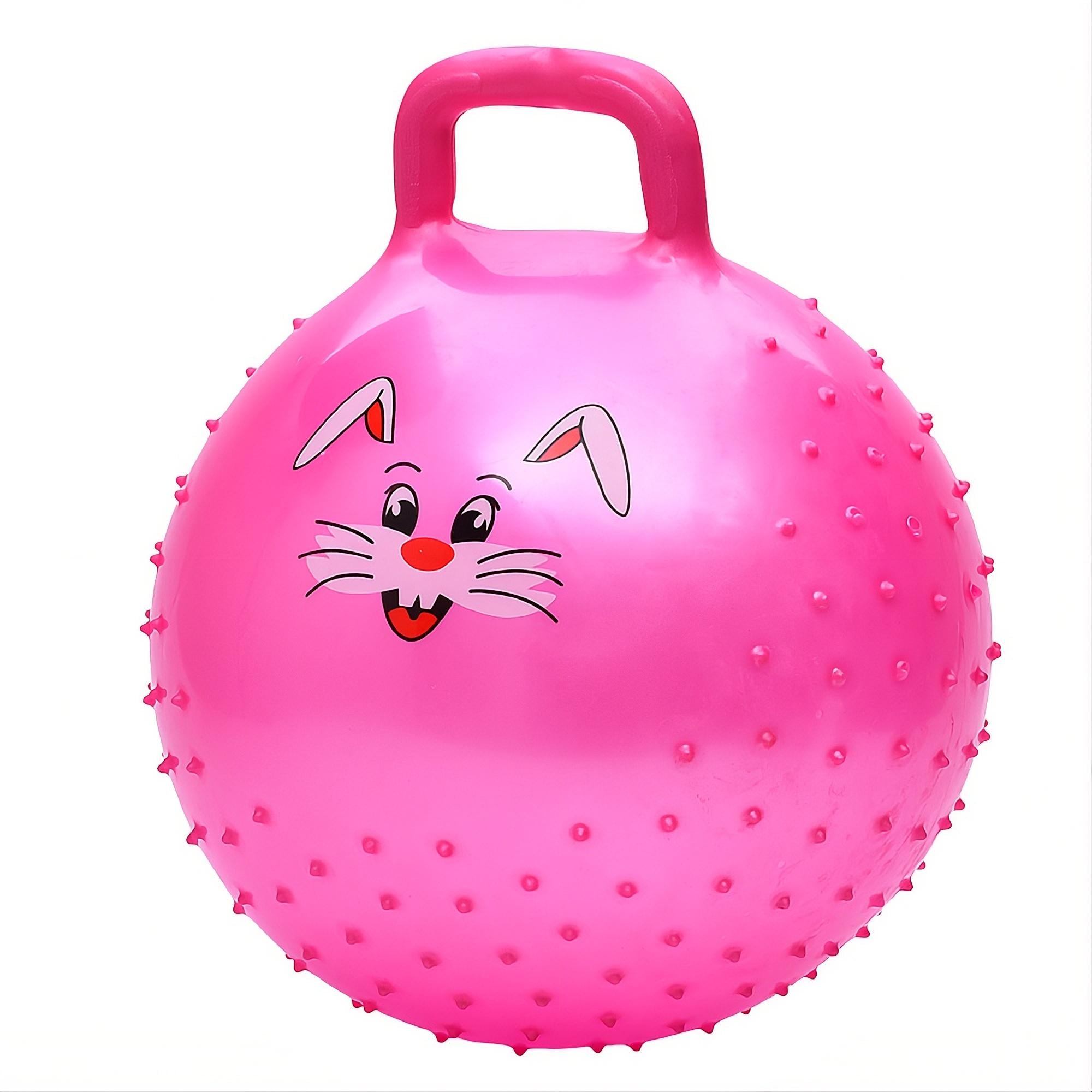 Фитнес мяч массажный MS 4857-3 с ручкой 45 см 350 г Розовый (33754141)