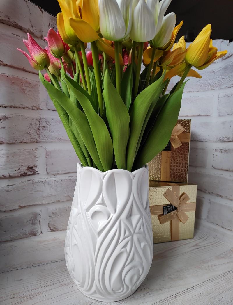 Ваза керамічна Паула 24 см Білий (23690343) - фото 2