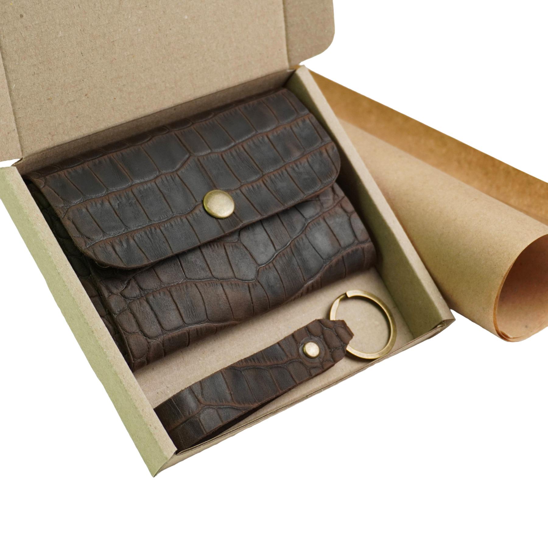 Гаманець шкіряний Крокодил Mini-02 Шоколад - фото 3 Гаманець шкіряний Крокодил Mini-02 Шоколад - фото 3