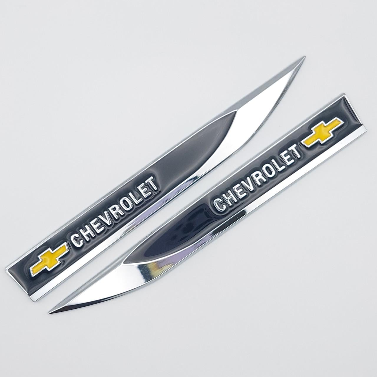 Емблема на крила Chevrolet 15х1,8 см Хром/Чорний глянцевий (1458625772)