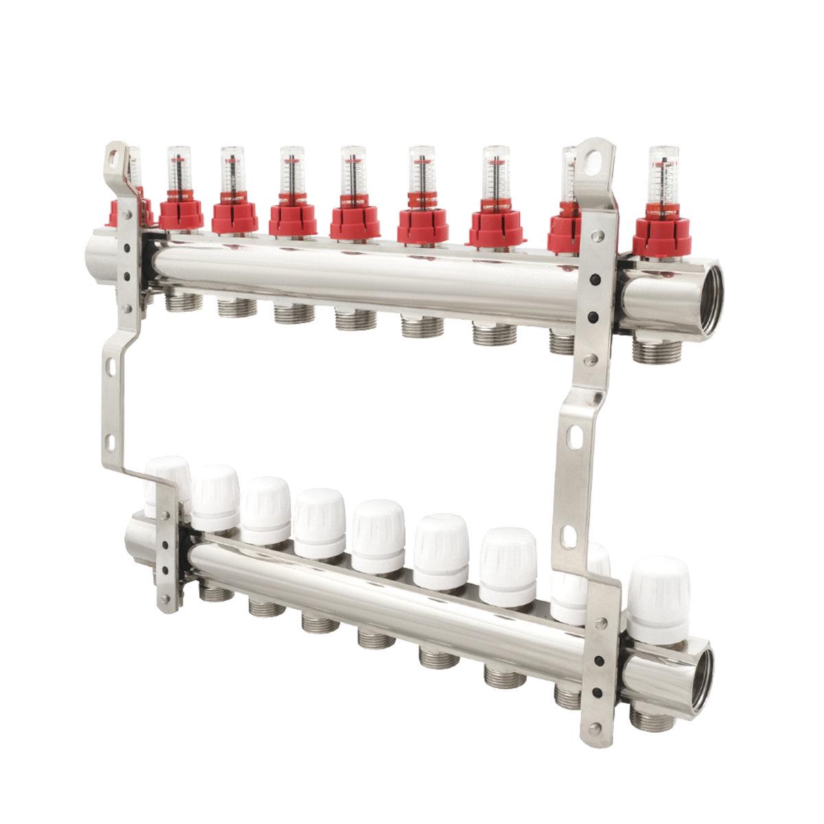 Коллектор Polmark 1x3/4 9 выходов с термоклапанами и расходомерами PBMF109 - фото 4 Коллектор Polmark 1x3/4 9 выходов с термоклапанами и расходомерами PBMF109 - фото 4