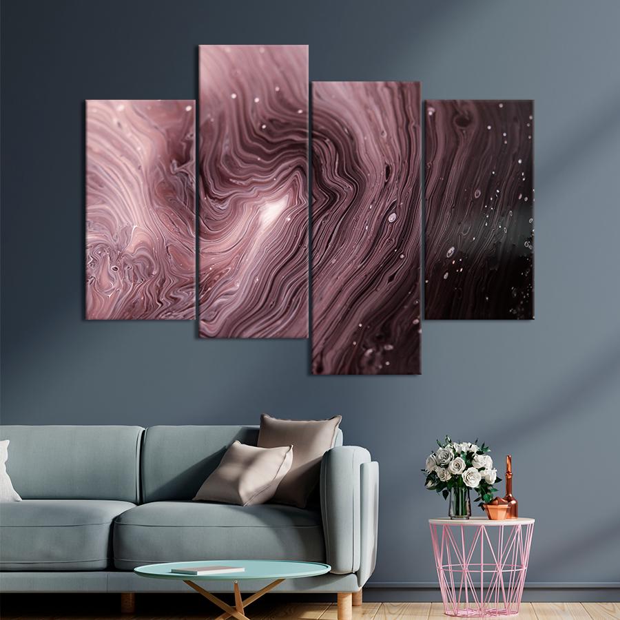 Картина абстракция Волнистый розовый мрамор 129x90 см (A869-4)