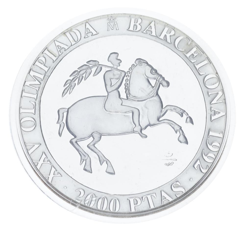 Коллекционная монета Испания 2000 песет 1991 года Серебро Proof XXV летние Олимпийские игры в Барселоне 1992 года-Конный спорт (М23315)