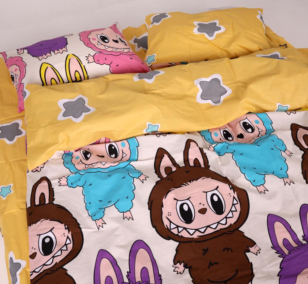 Комплект постільної білизни PaniPava Yellow Labubu бязь 155х215 см (10100833) - фото 3