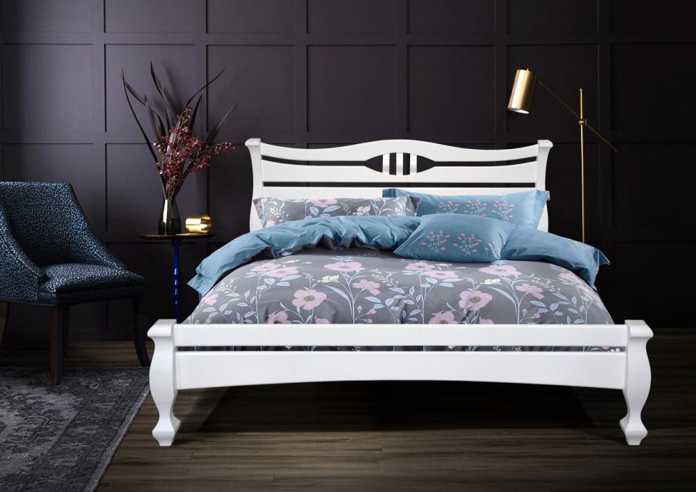 Кровать из натурального дерева сосна Stemma Даллас 160х200 см Белый (33820)