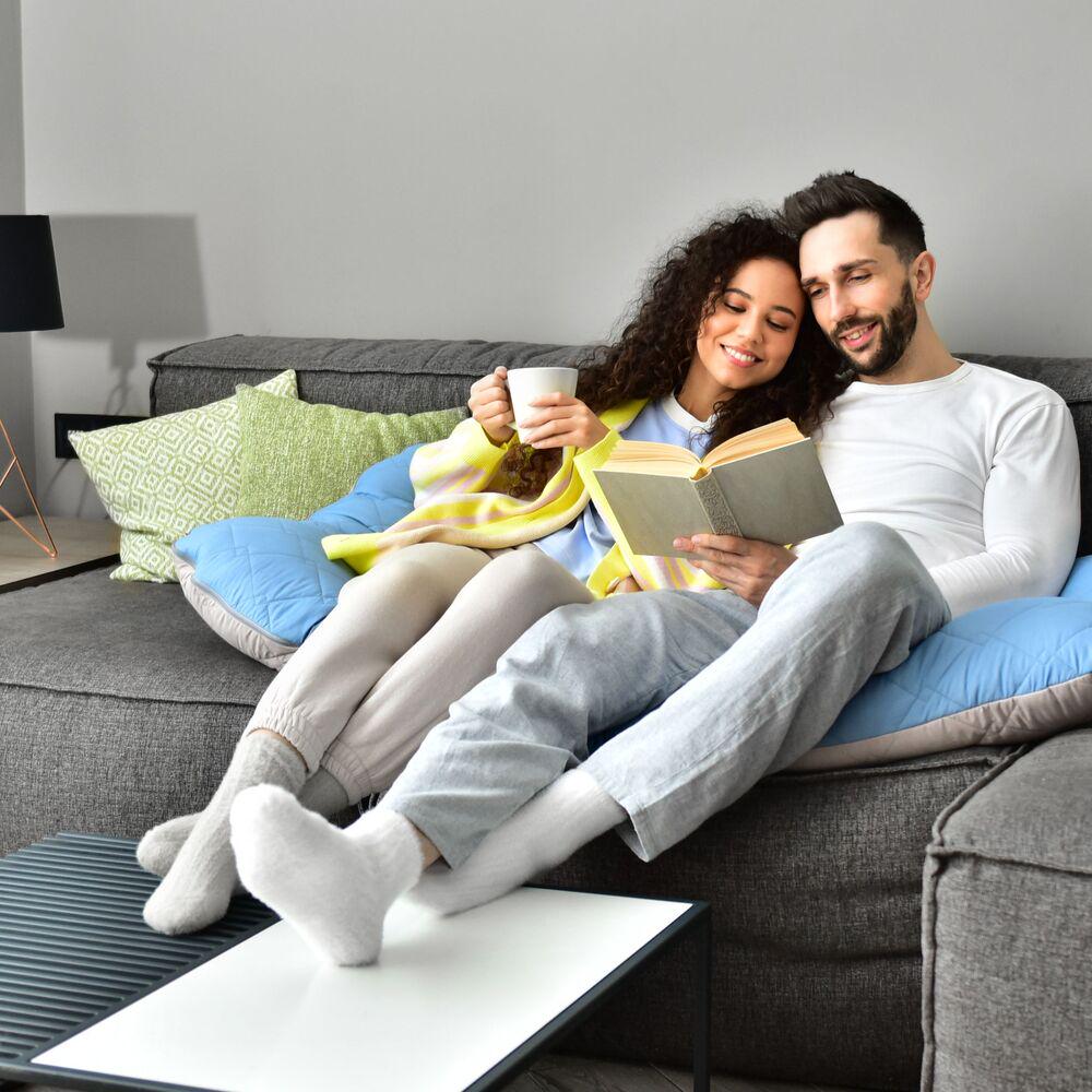 Набір подушок стьобаних IDEIA U-shape з наволочкою на блискавці антиалергенні 140х75х20 см 2 шт. Джинсовий/Сіро-білий (25875) - фото 9