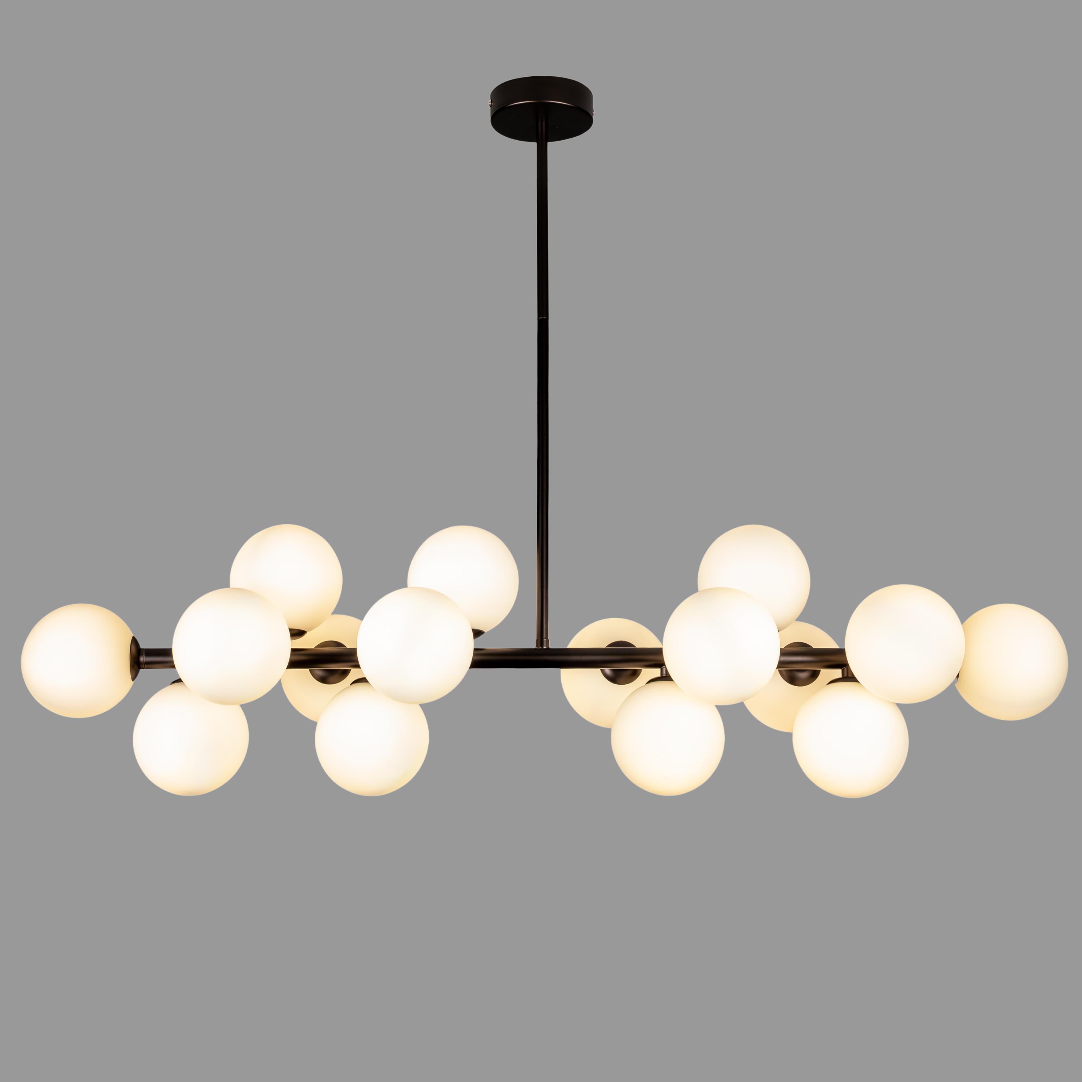 Люстра длинная Bubbles на 16 ламп Черный (84-1020-16 BK+WH) Люстра длинная Bubbles на 16 ламп Черный (84-1020-16 BK+WH)