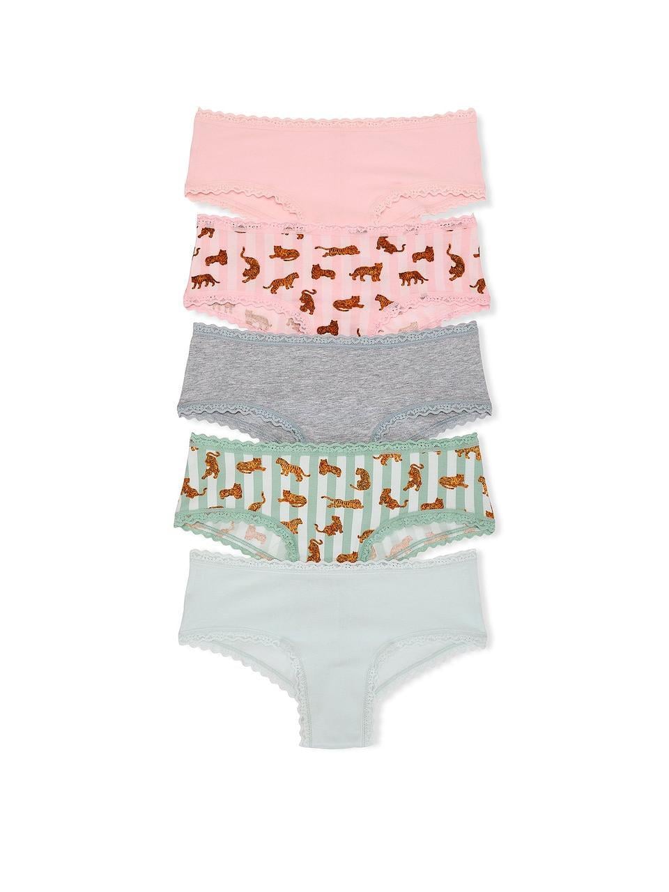 Набор трусиков Victoria's Secret Logo Cotton Thong 5 шт. L Разноцветный (43652955162858)