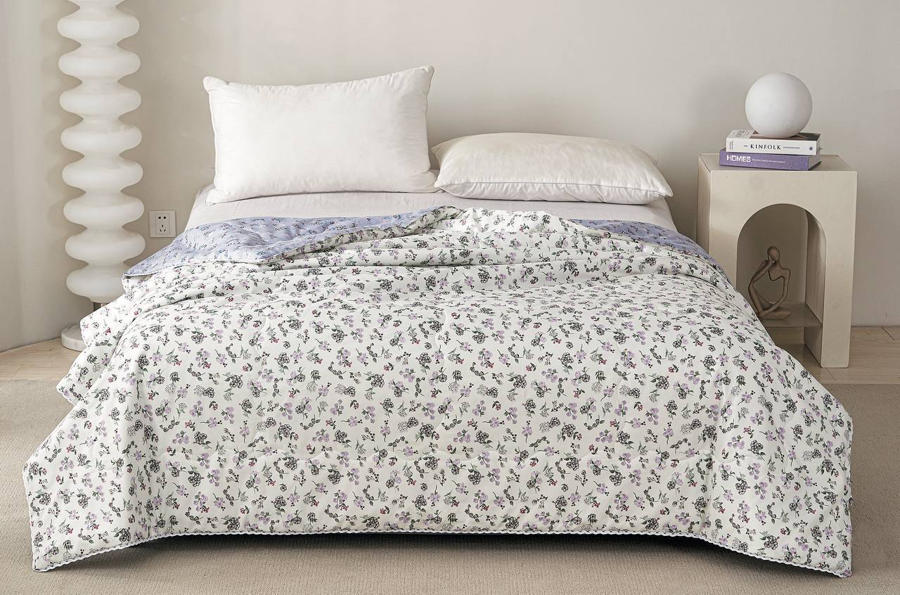 Ковдра в стилі романсу у квіточку 200х230 см Білий